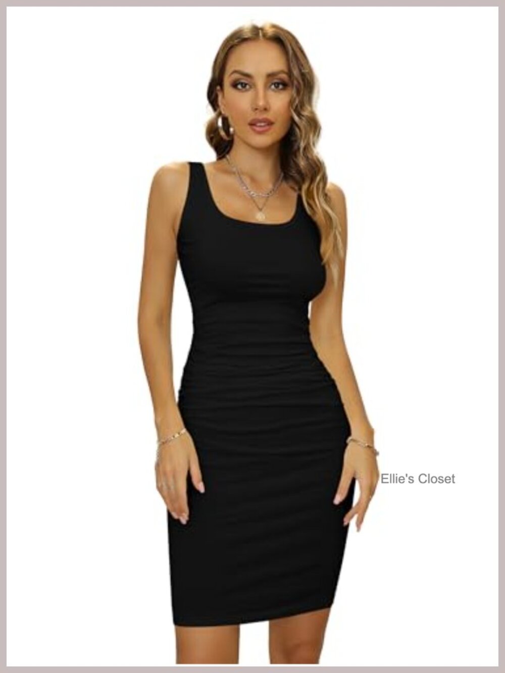 Sleeveless Tank Ruched Bodycon Knee Length Sundress Fitted